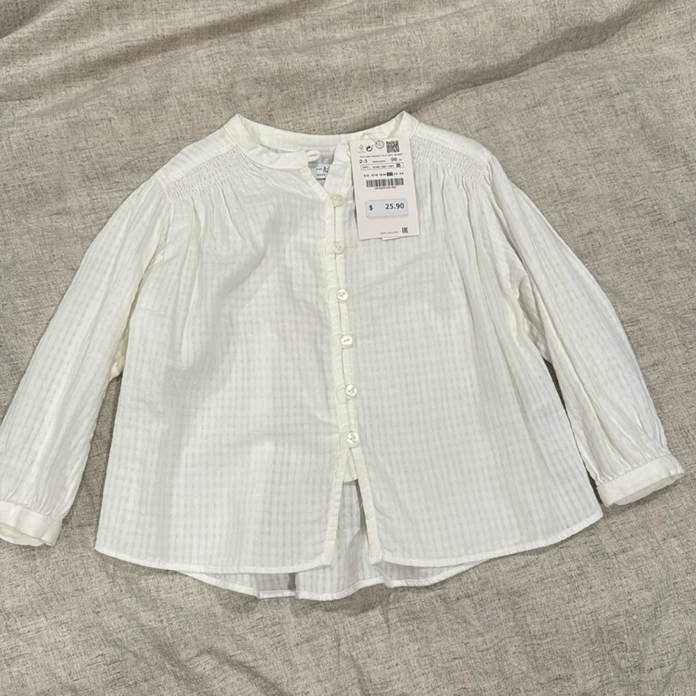 Zara kids long sleeve white button down